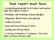 report writing features ks1