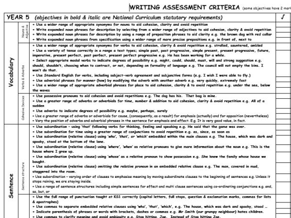writing assessment y5